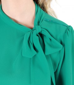 Viscose blouse with scarf collar