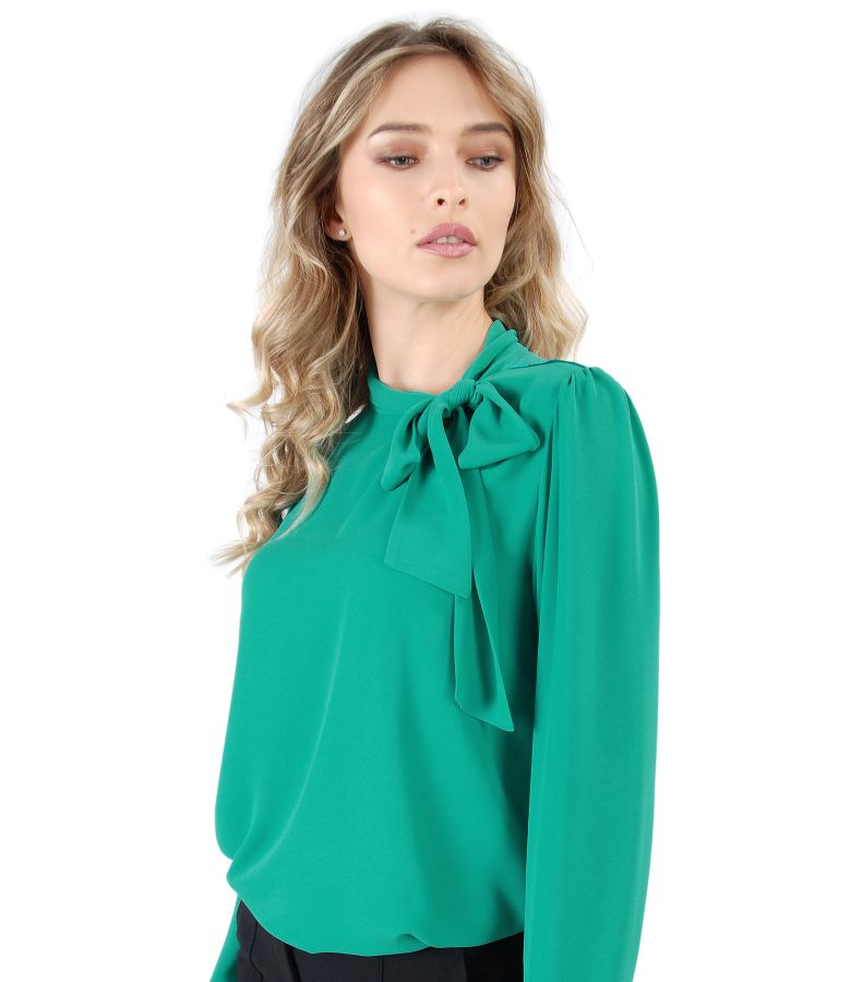 Viscose blouse with scarf collar