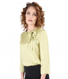 Viscose blouse with scarf collar