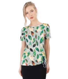 Elastic jersey blouse with cord at the bottom