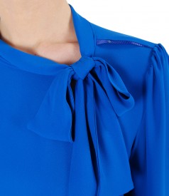 Viscose blouse with scarf collar