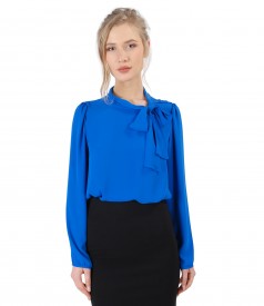 Viscose blouse with scarf collar