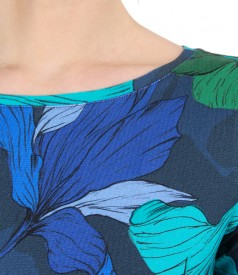 Printed jersey blouse with short sleeves