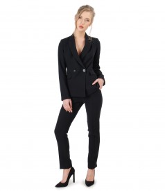 Jacket and pants made of black elastic fabric