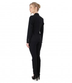 Jacket and pants made of black elastic fabric