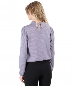 Viscose blouse with long sleeves and round collar