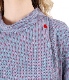 Viscose blouse with long sleeves and round collar