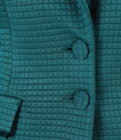 Elastic brocade jacket with geometric motifs