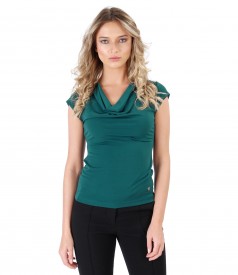 Elastic jersey blouse with folds