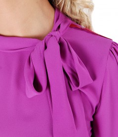 Viscose blouse with scarf collar