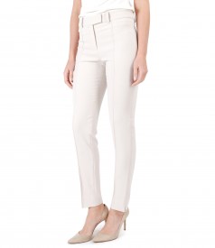 Office pants made of elastic with stripe sewn on front
