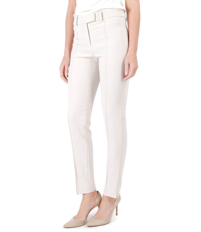 Office pants made of elastic with stripe sewn on front