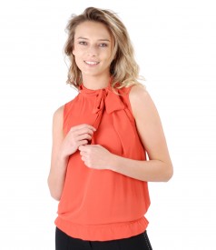 Blouse without sleeves and scarf collar