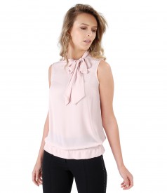 Blouse without sleeves and scarf collar