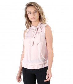 Blouse without sleeves and scarf collar