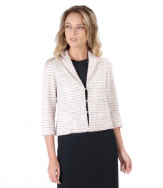 Lace and cotton jacket with effect wire