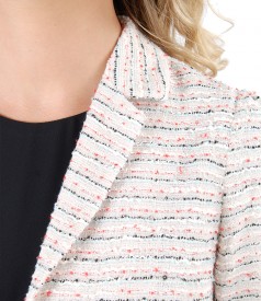 Lace and cotton jacket with effect wire