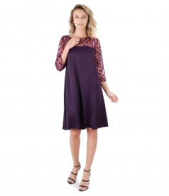 Viscose and lace dress with sequins