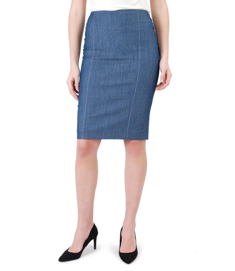 Denim skirt with decorative seam