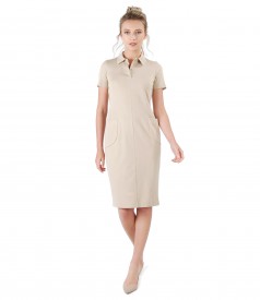 Elastic jersey dress with pockets