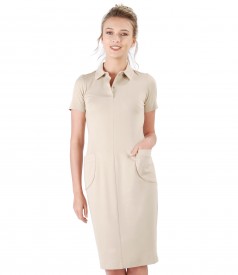 Elastic jersey dress with pockets