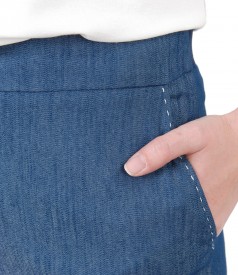 Denim pants with decorative seam