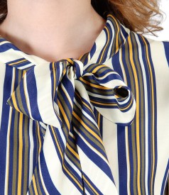 Viscose blouse with scarf collar