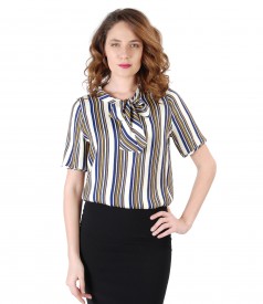 Viscose blouse with scarf collar