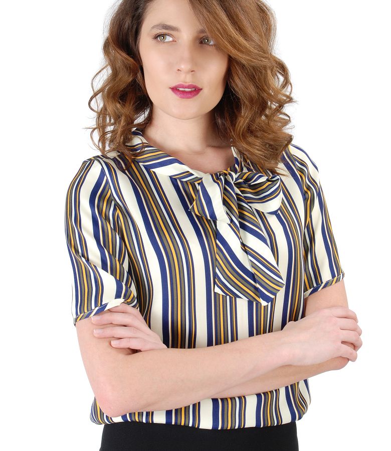 Viscose blouse with scarf collar