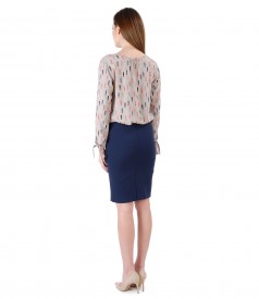 Viscose blouse with long sleeves and tapered skirt