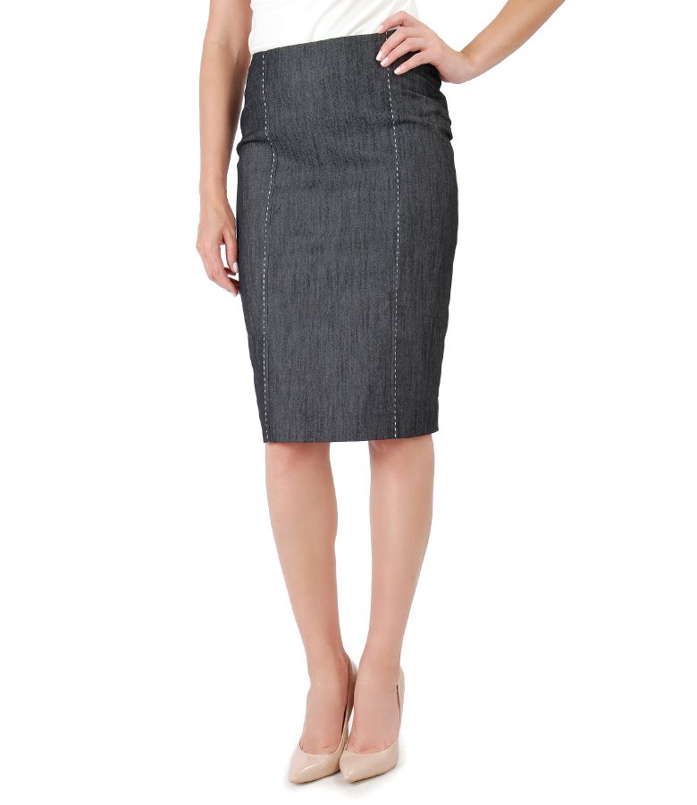 Denim skirt with decorative seam