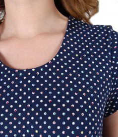 Elastic jersey dress printed with lace corner