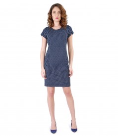 Elastic jersey dress printed with lace corner