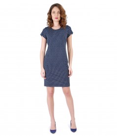 Elastic jersey dress printed with lace corner