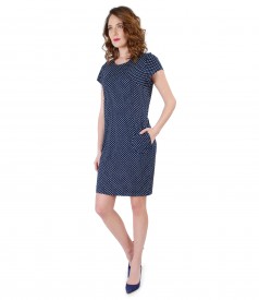 Elastic jersey dress printed with lace corner