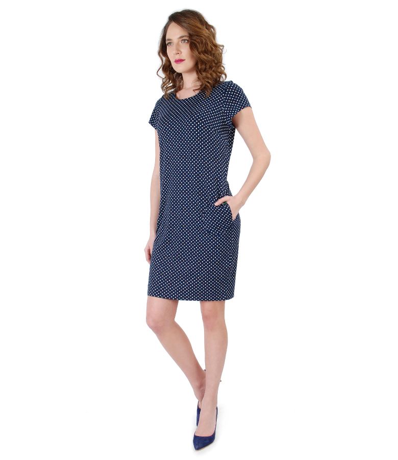 Elastic jersey dress printed with lace corner