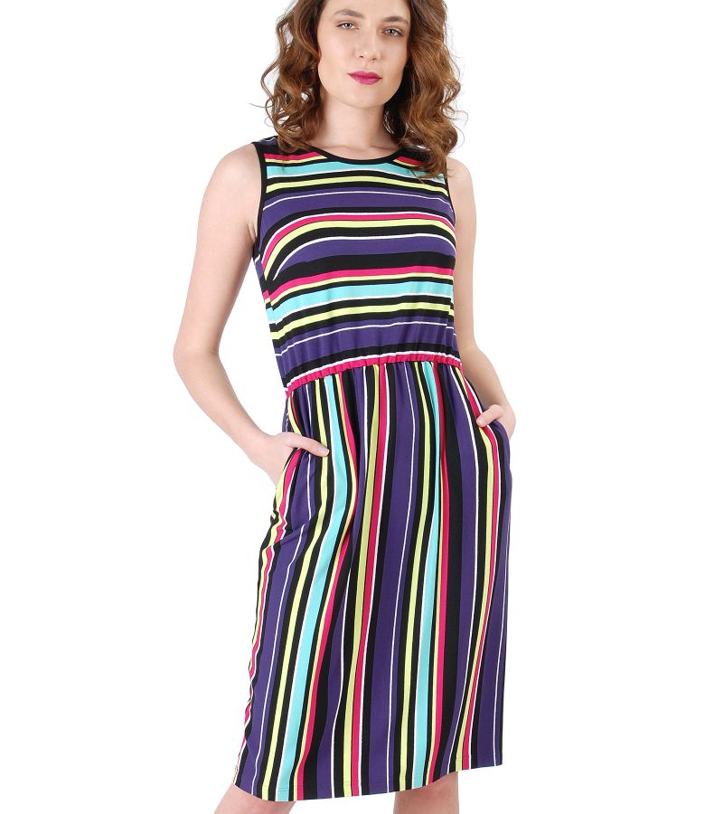 Viscose dress printed with stripes