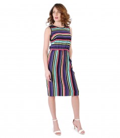 Viscose dress printed with stripes