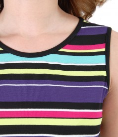 Viscose dress printed with stripes