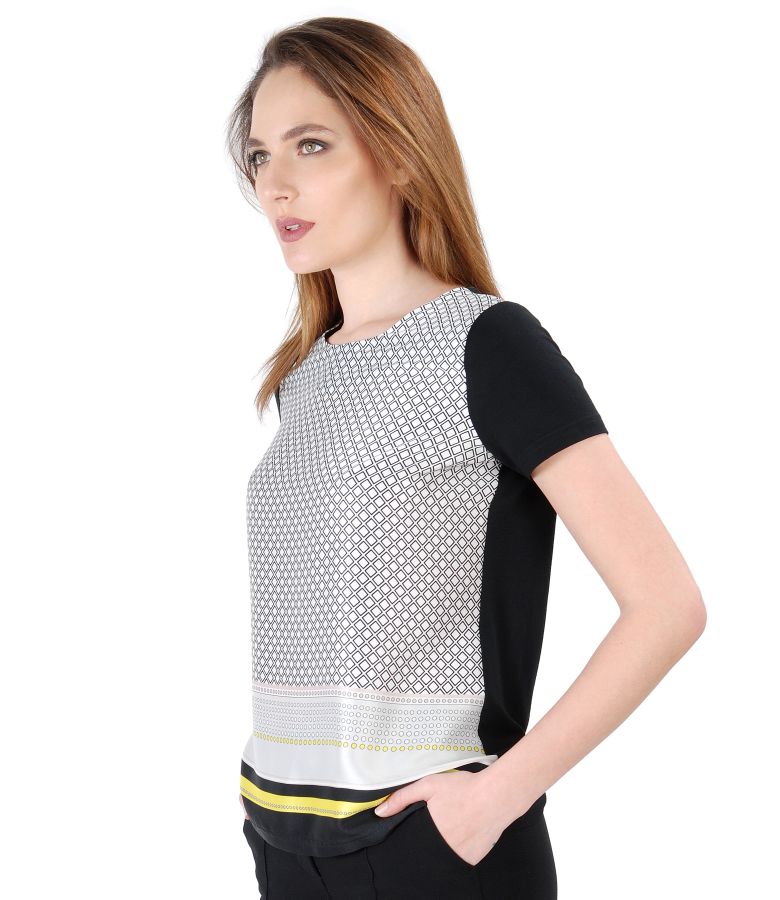 Blouse with geometric print