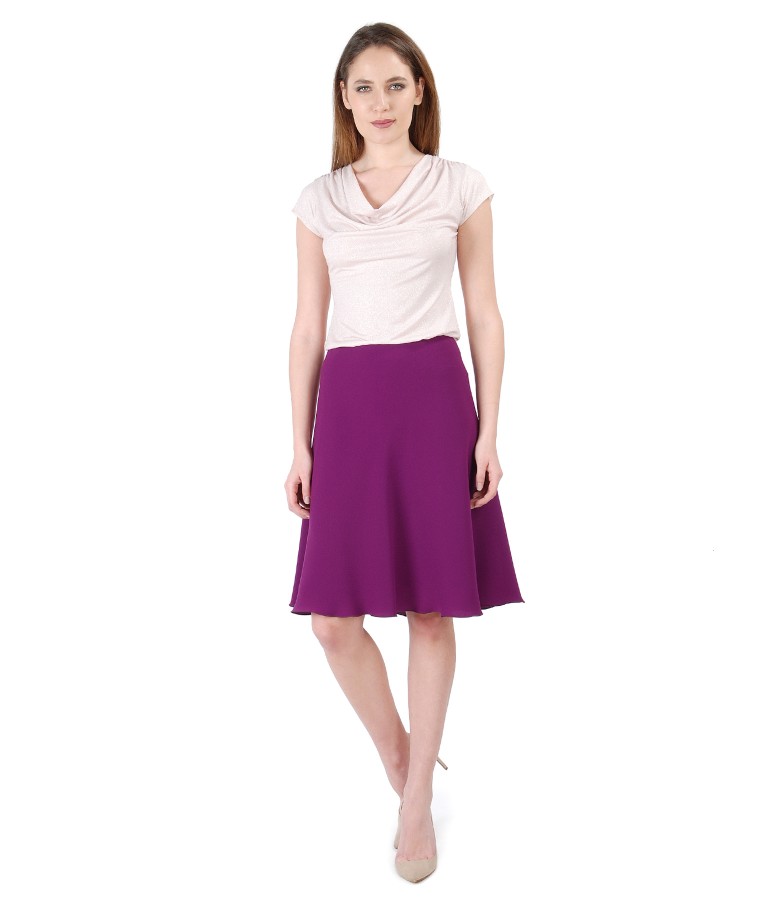 Elegant outfit with blouse with folds and skirt - YOKKO