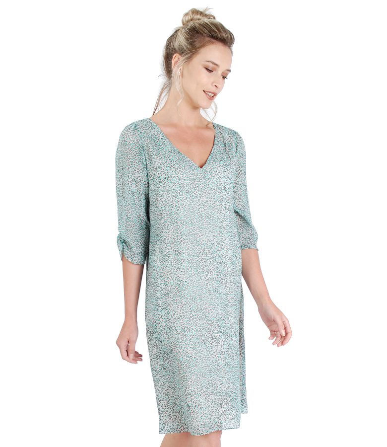 Casual viscose dress with print and crystals