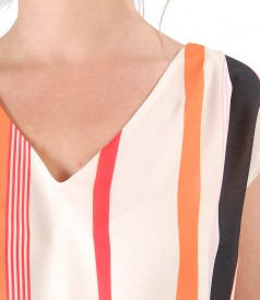 Blouse with front printed with stripes