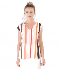 Blouse with front printed with stripes