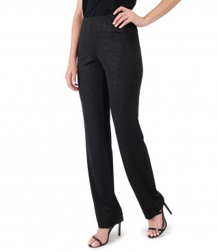 Elegant pants made of elastic jersey with glossy effect