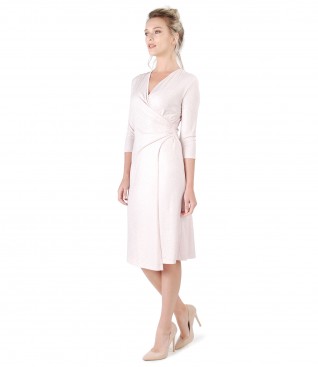 Elastic jersey dress with golden effect