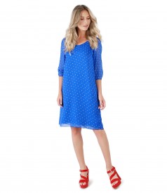 Casual viscose dress with lace corner print