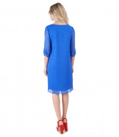 Casual viscose dress with lace corner print