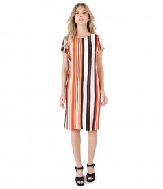 Casual viscose dress printed with stripes