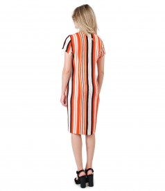 Casual viscose dress printed with stripes